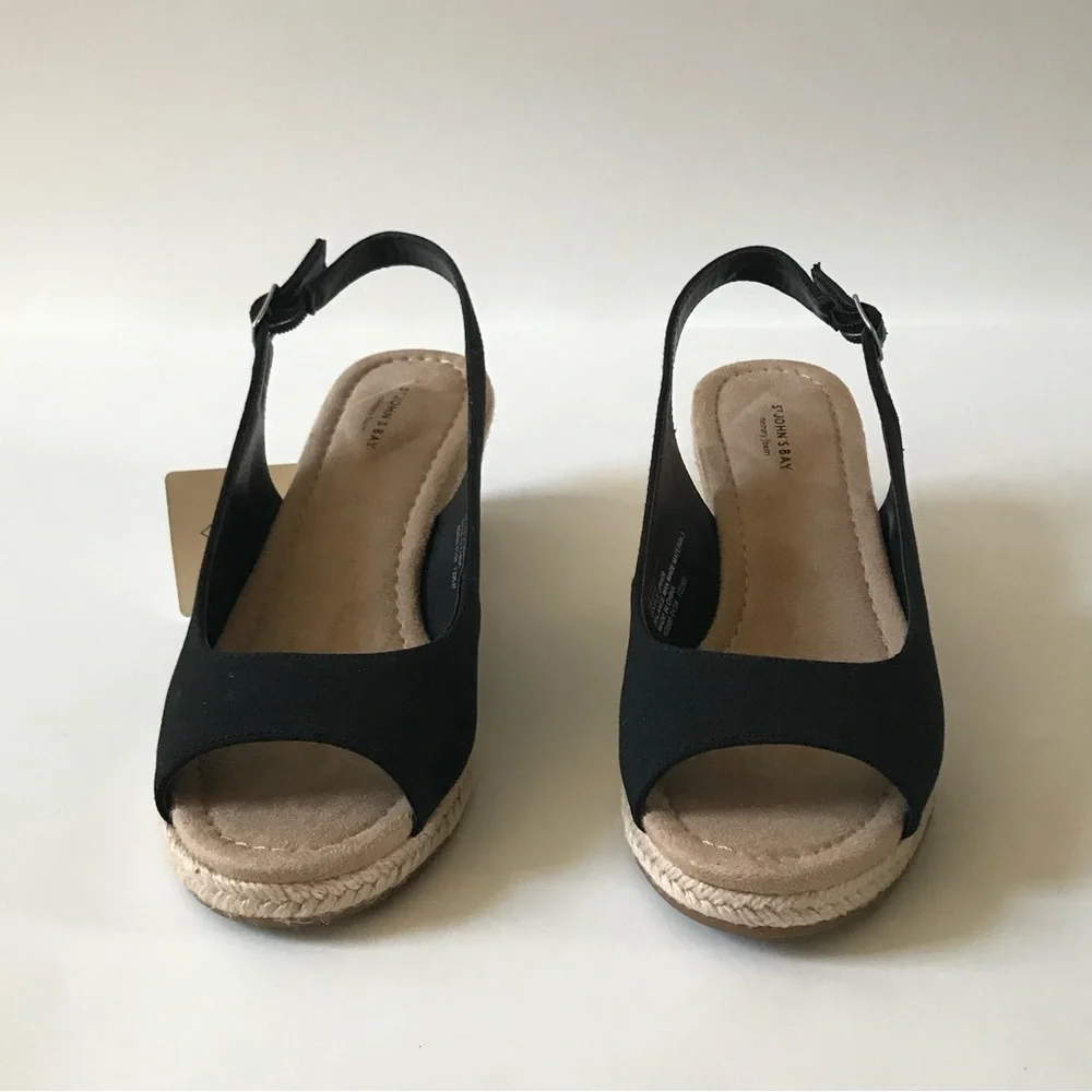 St. John's Bay Black Espadrille Wedges women’s size 8.5